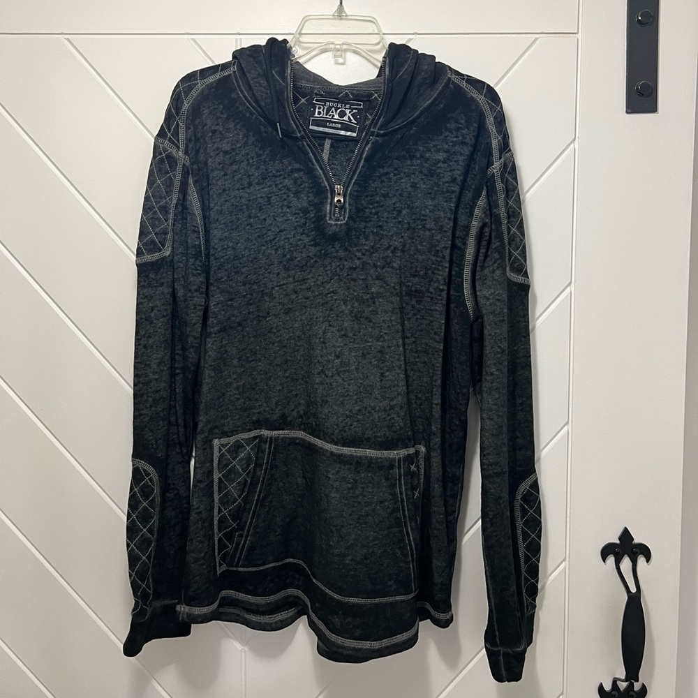 Buckle black quarter zip hooded sweatshirt